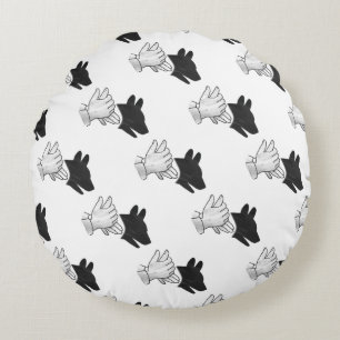Hand Silhouette Dog Round Cushion