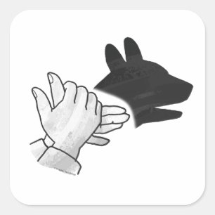 Hand Silhouette Dog Square Sticker