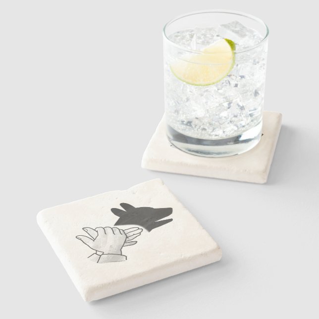 Hand Silhouette Dog Stone Coaster (Side)