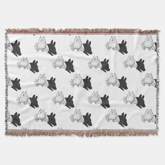 Hand Silhouette Dog Throw Blanket (Front)