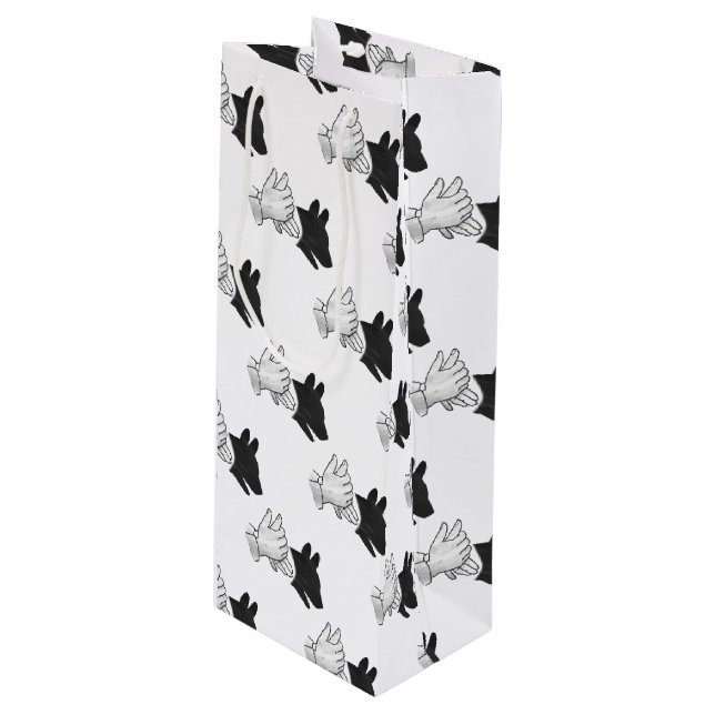 Hand Silhouette Dog Wine Gift Bag (Front Angled)