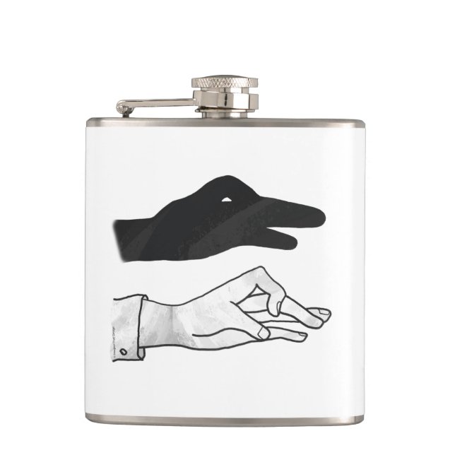 Hand Silhouette Duck Hip Flask (Front)
