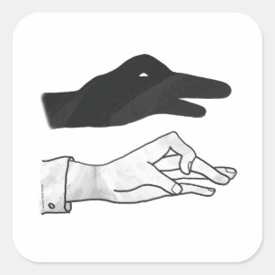 Hand Silhouette Duck Square Sticker