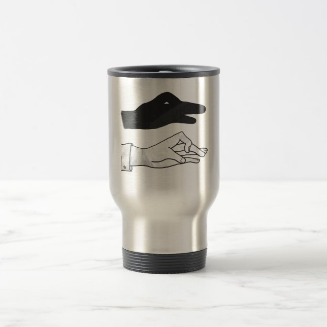 Hand Silhouette Duck Travel Mug (Center)