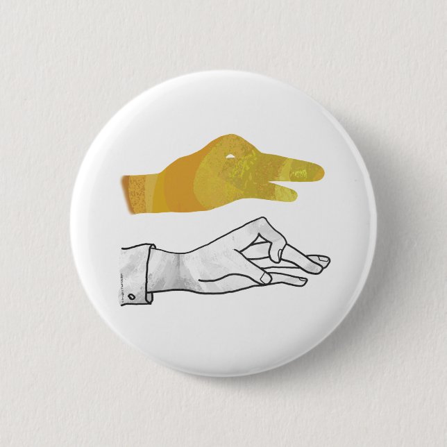 Hand Silhouette Duck Yellow 6 Cm Round Badge (Front)