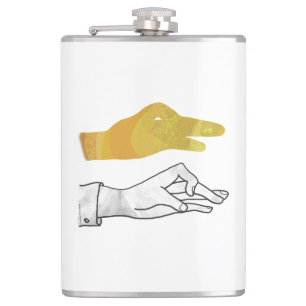 Hand Silhouette Duck Yellow Hip Flask