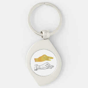 Hand Silhouette Duck Yellow Key Ring