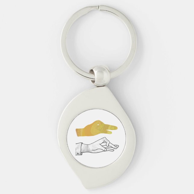 Hand Silhouette Duck Yellow Key Ring (Front)