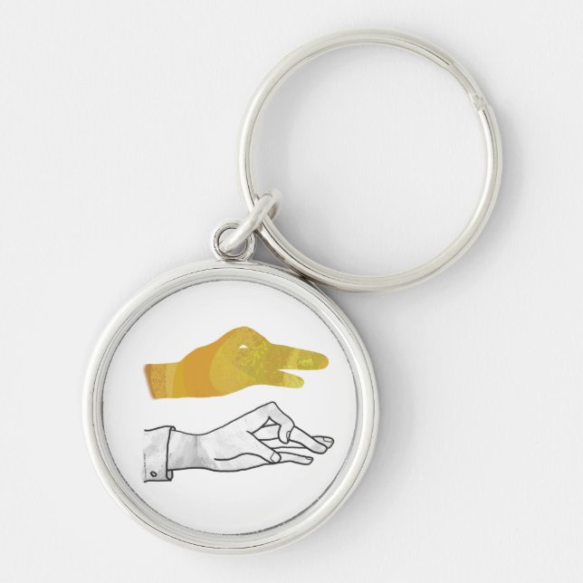 Hand Silhouette Duck Yellow Key Ring (Front)