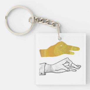 Hand Silhouette Duck Yellow Key Ring