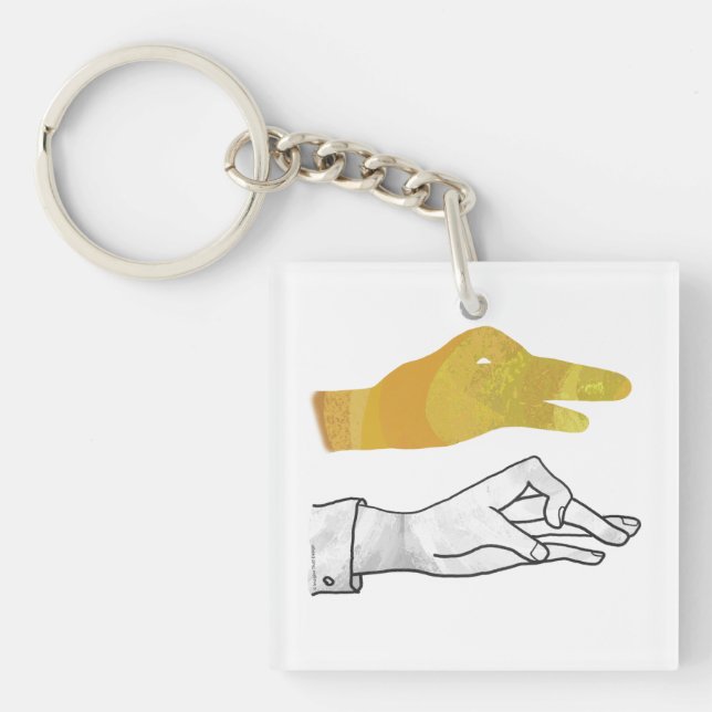 Hand Silhouette Duck Yellow Key Ring (Front)