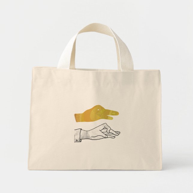 Hand Silhouette Duck Yellow Mini Tote Bag (Front)