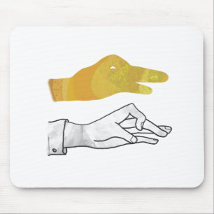 Hand Silhouette Duck Yellow Mouse Mat