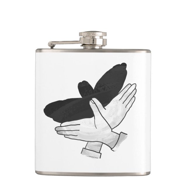 Hand Silhouette Eagle Hip Flask (Front)