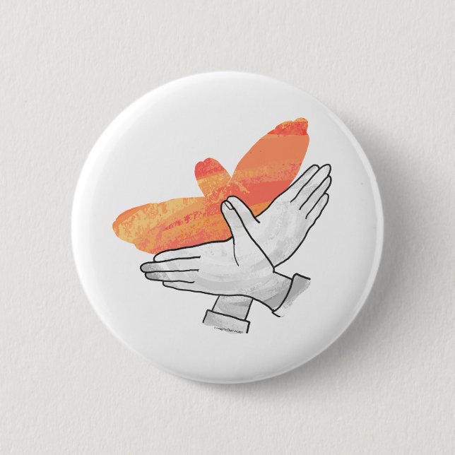 Hand Silhouette Eagle Orange 6 Cm Round Badge (Front)