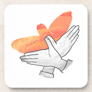 Hand Silhouette Eagle Orange Coaster