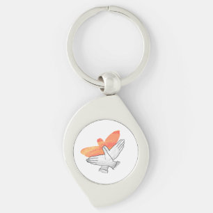 Hand Silhouette Eagle Orange Key Ring