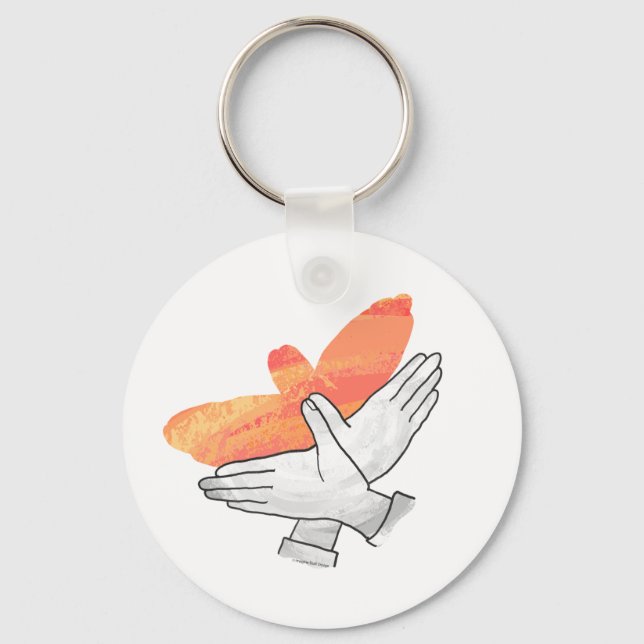 Hand Silhouette Eagle Orange Key Ring (Front)