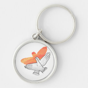 Hand Silhouette Eagle Orange Key Ring