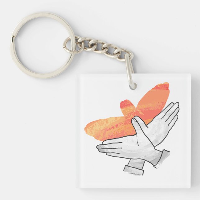 Hand Silhouette Eagle Orange Key Ring (Front)