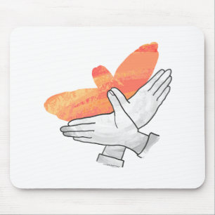 Hand Silhouette Eagle Orange Mouse Mat