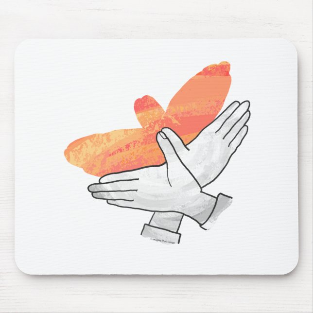 Hand Silhouette Eagle Orange Mouse Mat (Front)