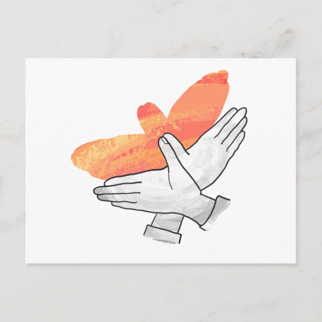 Hand Silhouette Eagle Orange Postcard (Front)