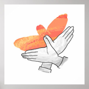 Hand Silhouette Eagle Orange Poster