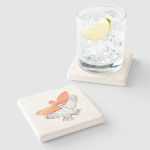 Hand Silhouette Eagle Orange Stone Coaster