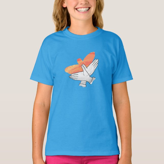 Hand Silhouette Eagle Orange T-Shirt (Front)