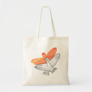 Hand Silhouette Eagle Orange Tote Bag