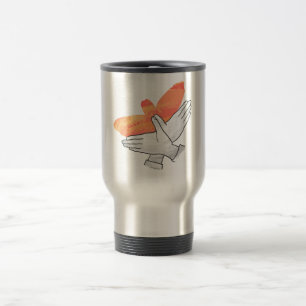Hand Silhouette Eagle Orange Travel Mug