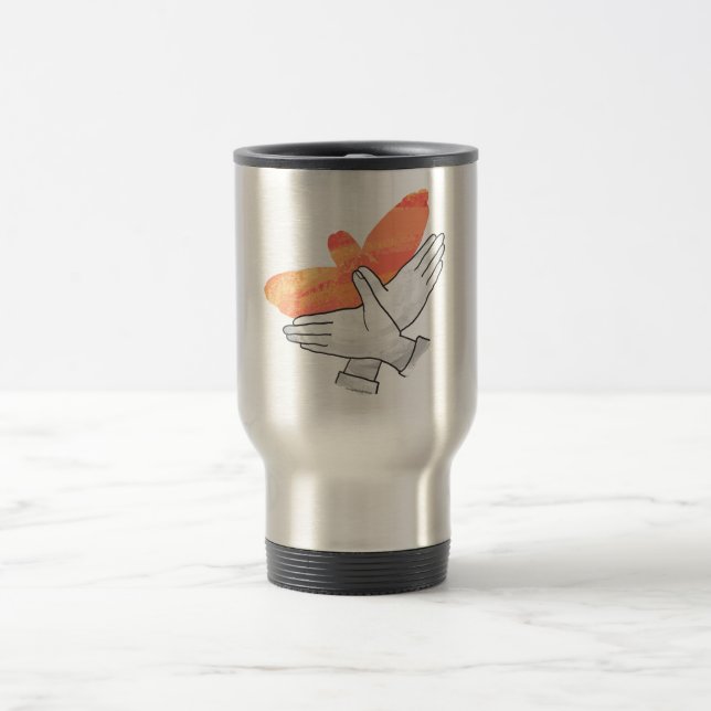 Hand Silhouette Eagle Orange Travel Mug (Center)