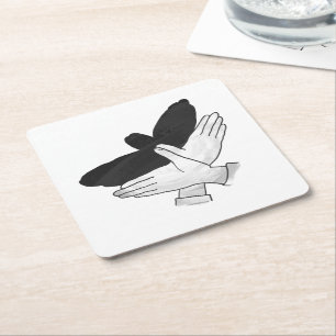 Hand Silhouette Eagle Square Paper Coaster