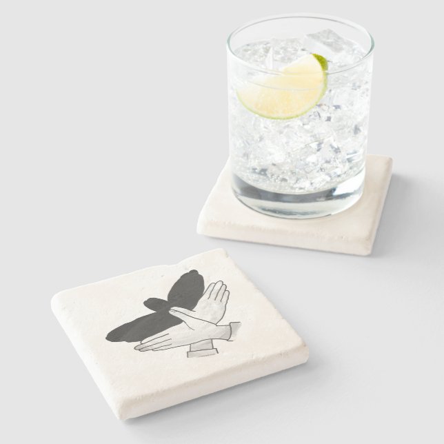 Hand Silhouette Eagle Stone Coaster (Side)