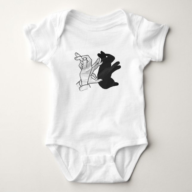 Hand Silhouette Rabbit Baby Bodysuit (Front)