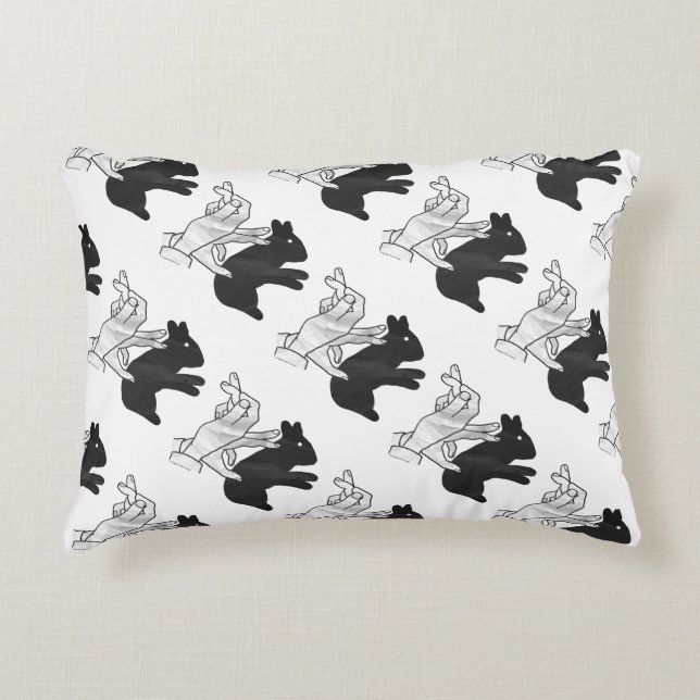 Hand Silhouette Rabbit Decorative Cushion (Front)