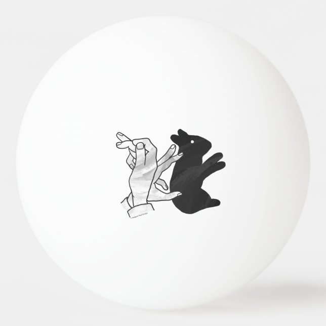 Hand Silhouette Rabbit Ping Pong Ball (Back)