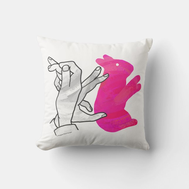Hand Silhouette Rabbit Pink Cushion (Front)