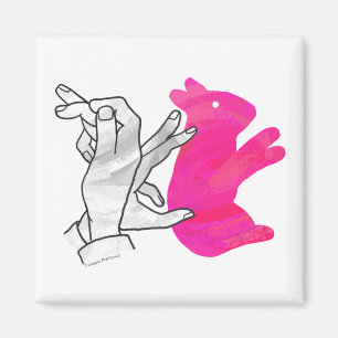 Hand Silhouette Rabbit Pink Magnet