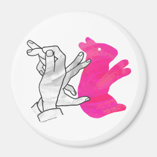 Hand Silhouette Rabbit Pink Magnet