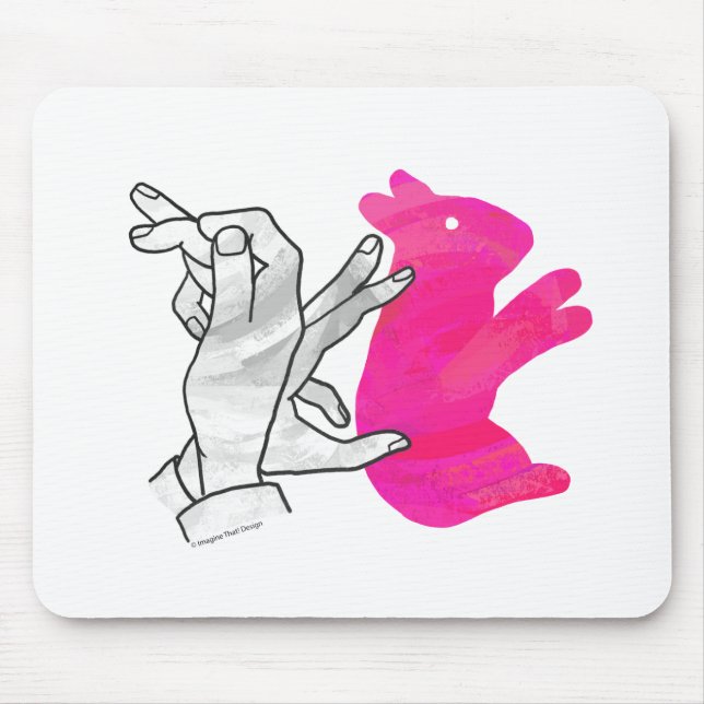 Hand Silhouette Rabbit Pink Mouse Mat (Front)