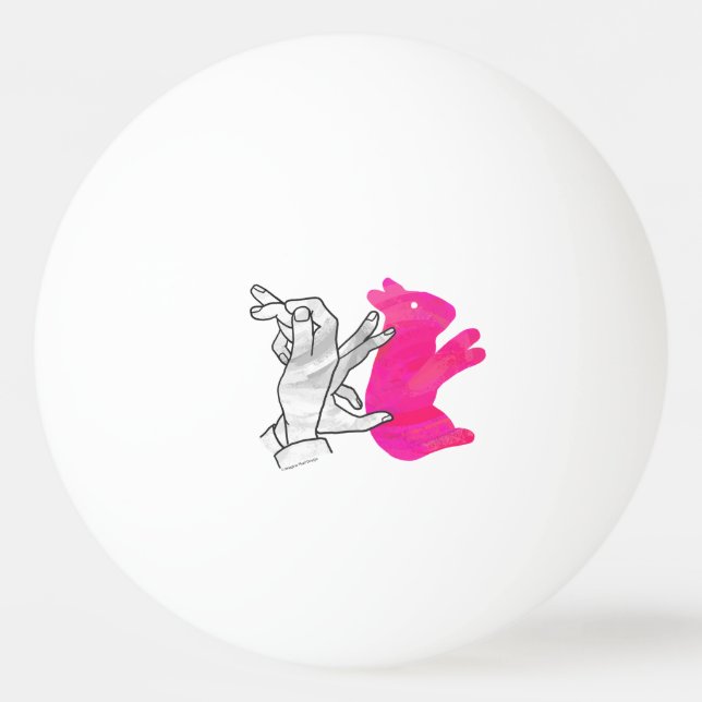 Hand Silhouette Rabbit Pink Ping Pong Ball (Back)