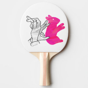 Hand Silhouette Rabbit Pink Ping Pong Paddle