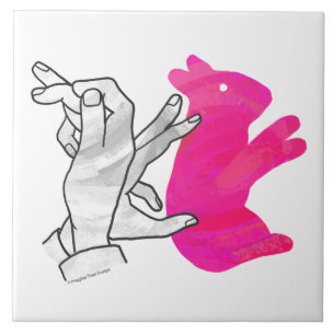 Hand Silhouette Rabbit Pink Tile