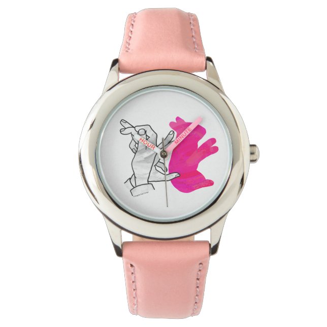 Hand Silhouette Rabbit Pink Watch (Front)