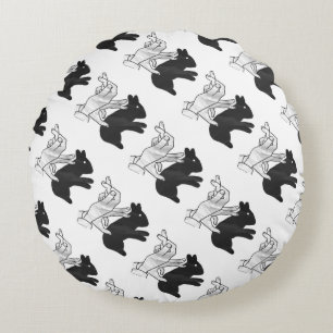 Hand Silhouette Rabbit Round Cushion