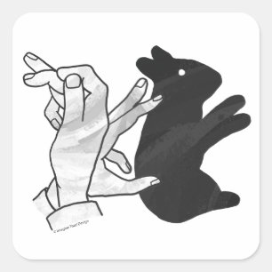 Hand Silhouette Rabbit Square Sticker