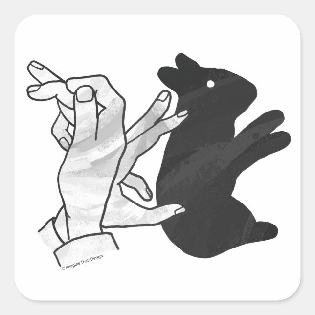 Hand Silhouette Rabbit Square Sticker (Front)