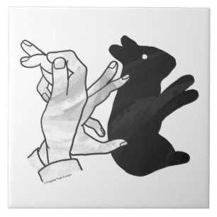 Hand Silhouette Rabbit Tile